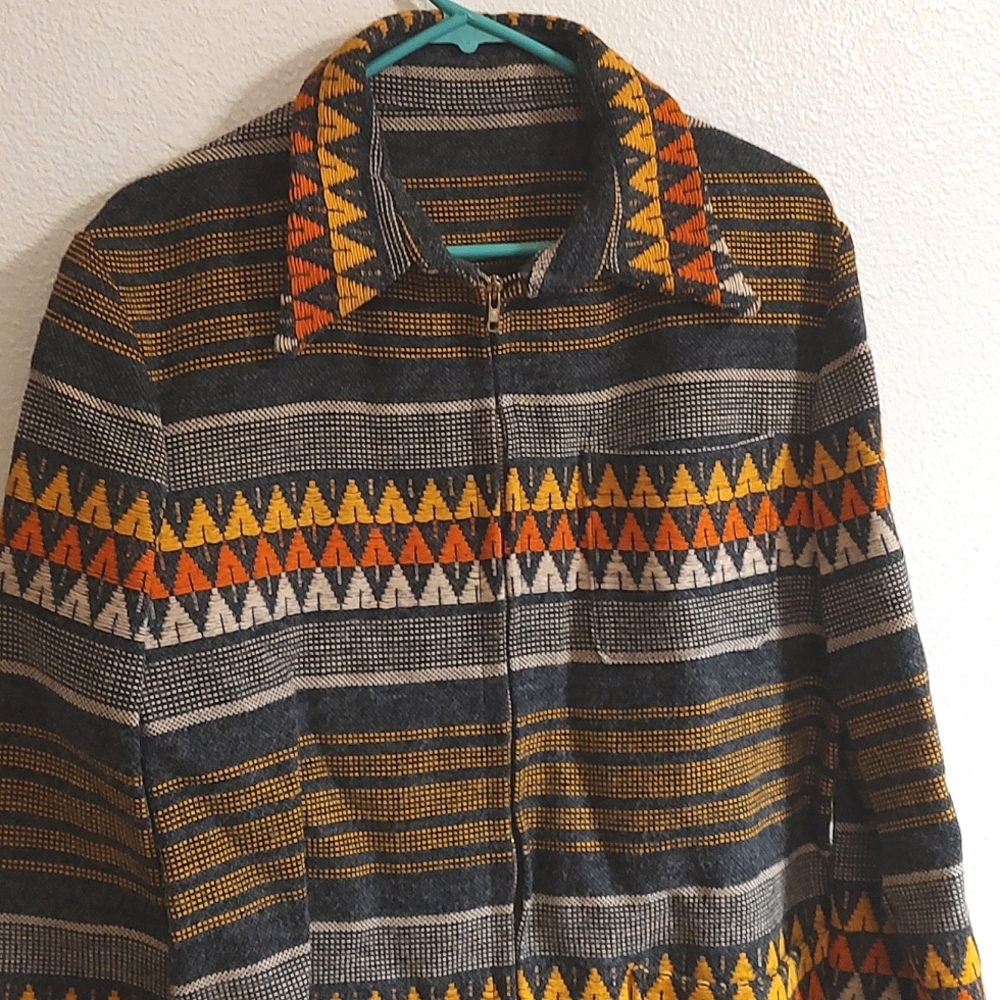Vtg Wool Blanket Jacket - image 1